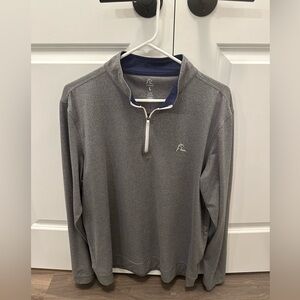 Rhoback 1/4 Zip Golf Shirt Men's Large Grey/White Performance Long Sleeve